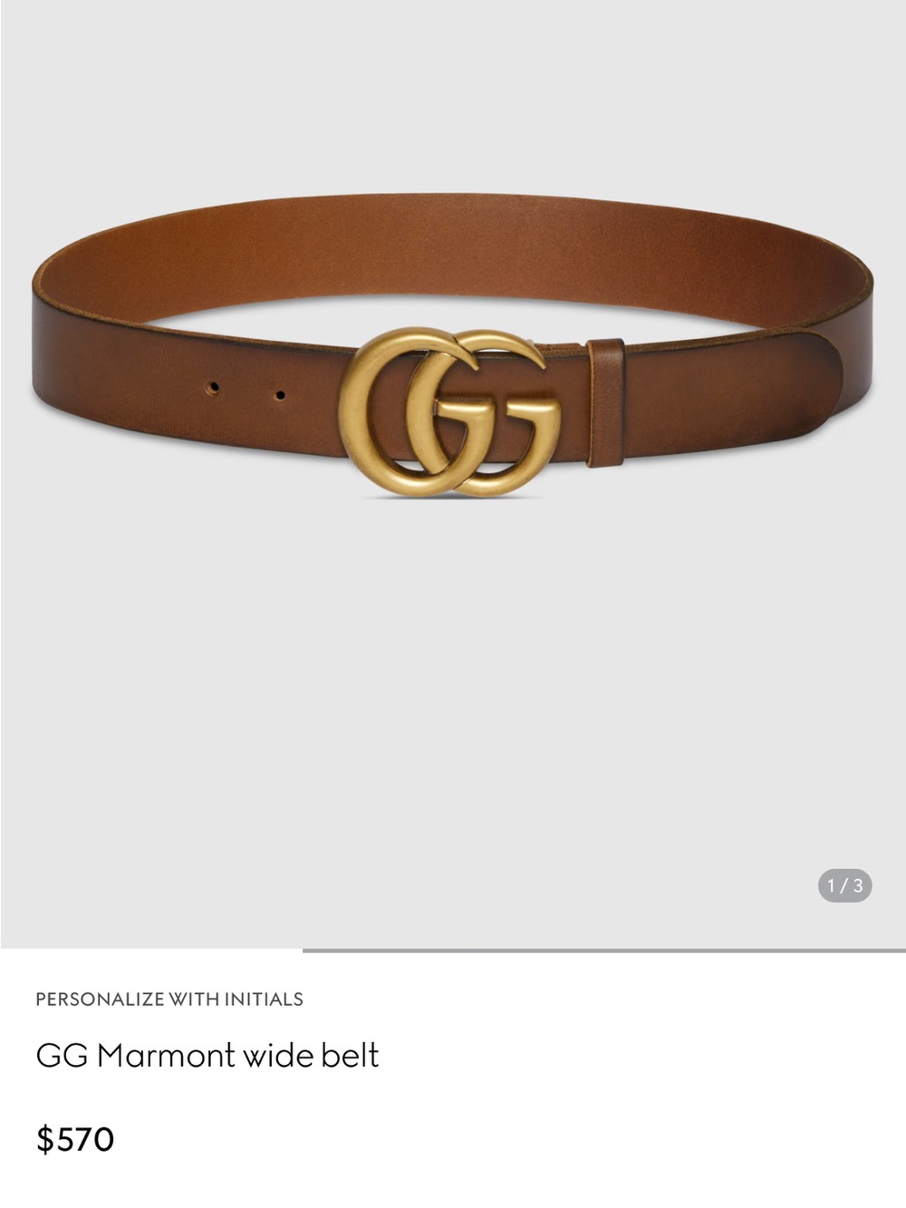 Gucci Brown Leather GG Marmont Wide Belt with Gold Double G